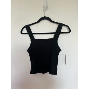 American Eagle Black Ribbed Square Neck Crop Top - M